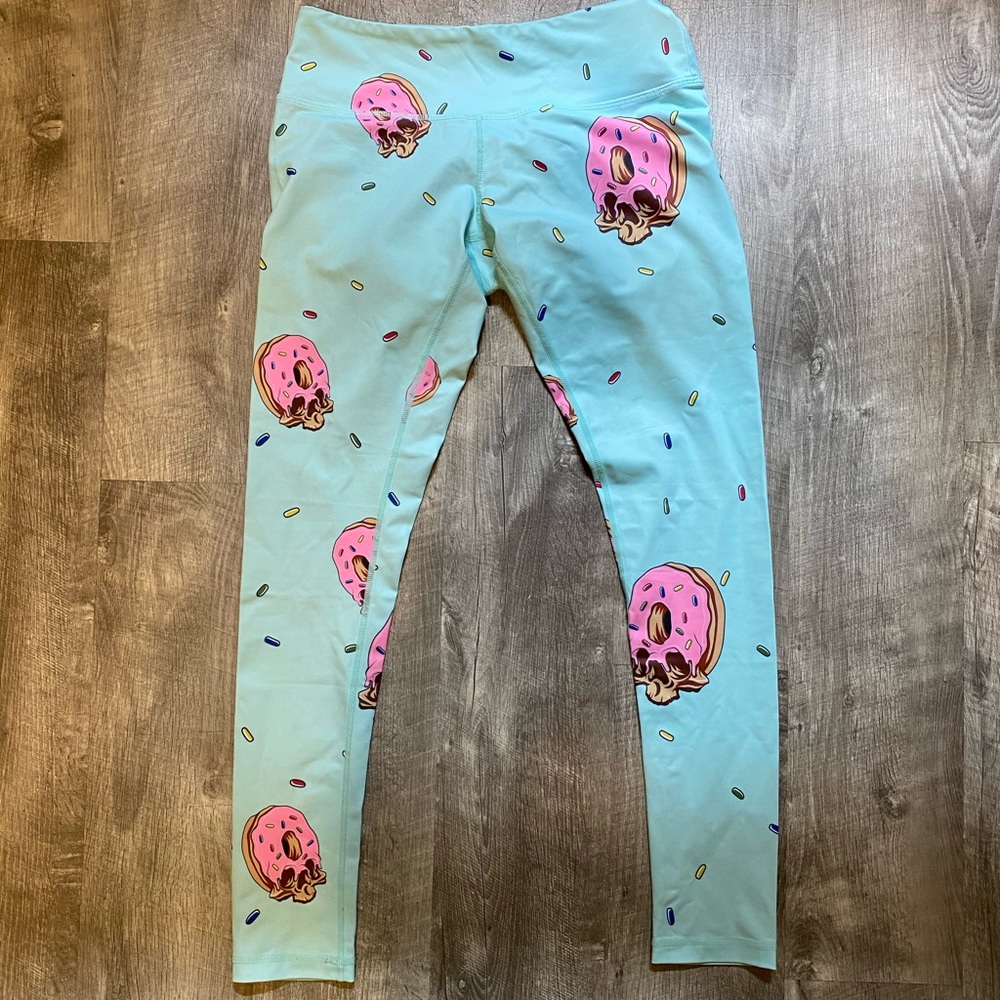 Feed me fight me donut skull leggings